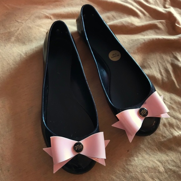 Bow Pink Jelly Rubber Flats 